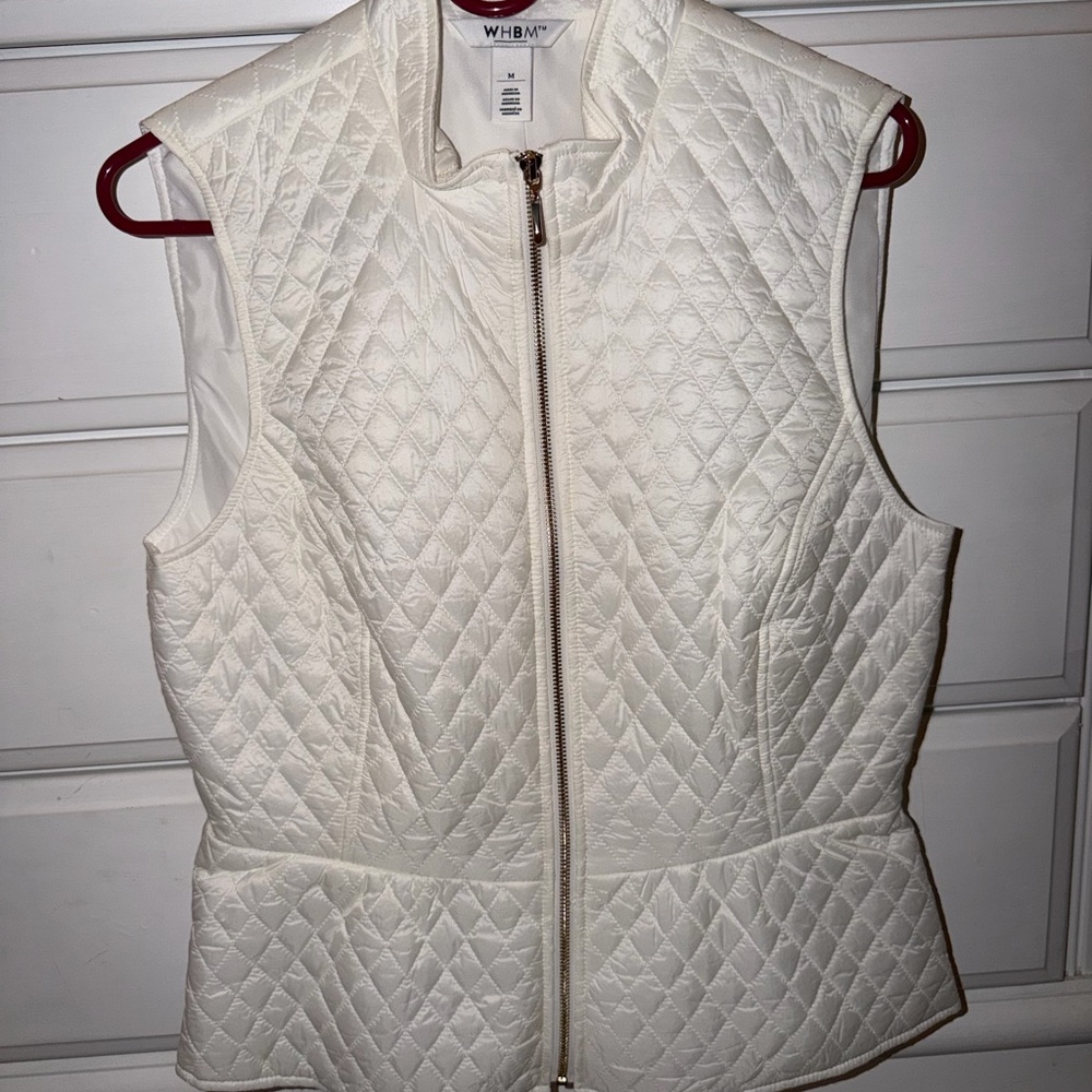 White Quilted Vest by WHBM Size M